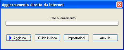 Schermata per l'aggiornamento dell'archivio storico tramite Internet