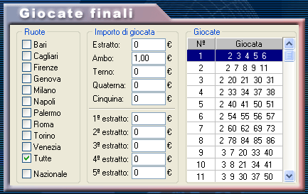 Le giocate finali