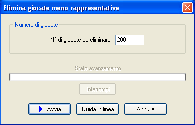 Schermata della riduzione elimina giocate meno rappresentative Schermata della riduzione elimina giocate meno rappresentative